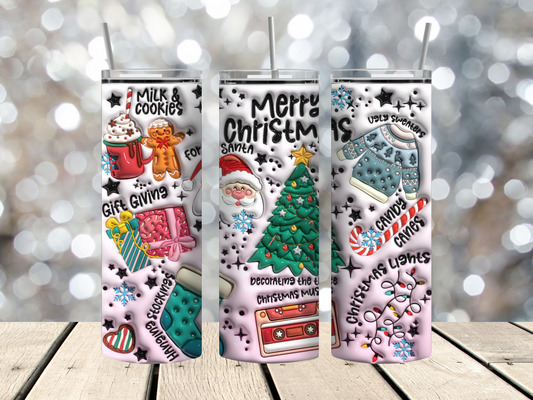 Merry Christmas 20 Oz Skinny Tumbler