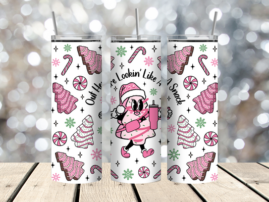 Pink Christmas Cakes 20 Oz Skinny Tumbler