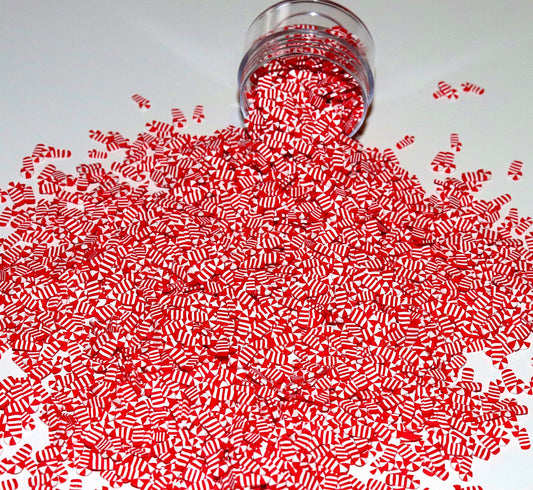 15 ML Jar Candy Cane Polymer Clay Glitter